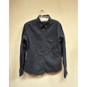 Uniqlo Ines De La Fressange Womens Button Up Shirt Top Medium Black Long Sleeve